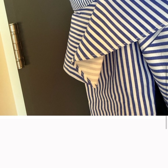 Self-Portrait size 2 EUC worn once Blue and White Striped Ruffle asymmetrical - Picture 9 of 15